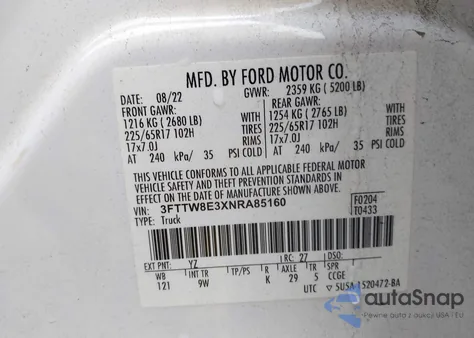 2022 Ford Maverick Xl from USA, damaged, VIN 3FTTW8E3XNRA85160